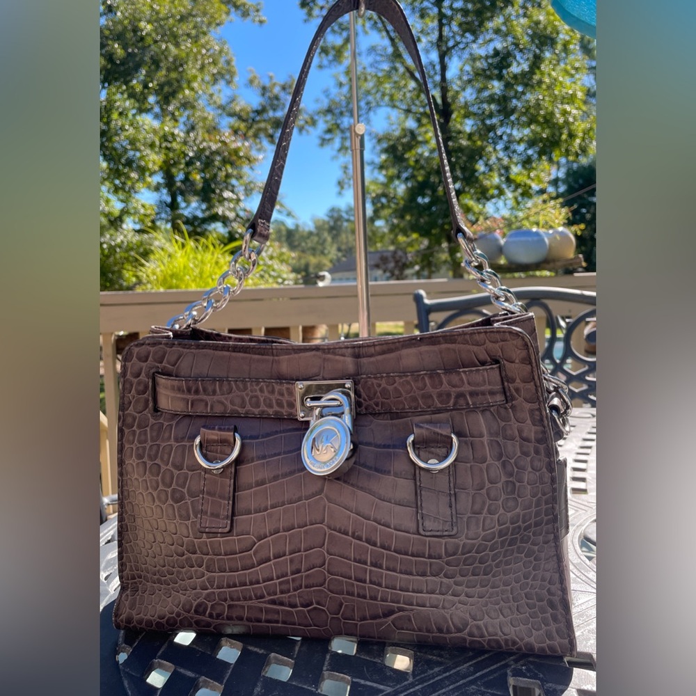 🔥❤️ Michael Kors, crocodile embossed shoulder bag.Hamilton.